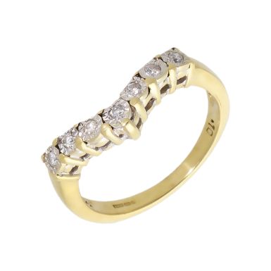 Pre-Owned 9ct Gold 0.10 Carat Diamond Illusion Set Wishbone Ring