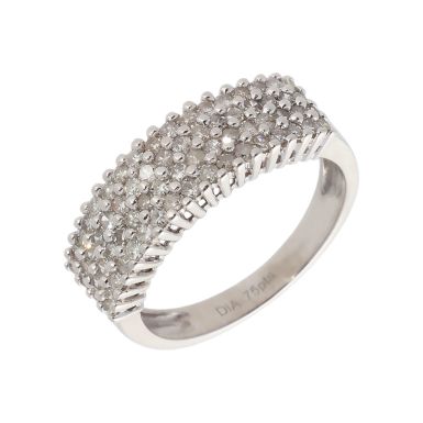 Pre-Owned 9ct White Gold 0.75 Carat Diamond Multi Row Dress Ring