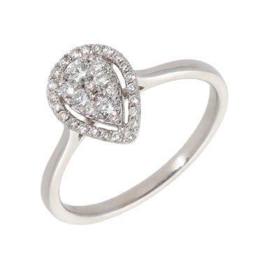 Pre-Owned 9ct White Gold Pear Shaped Diamond Cluster Ring