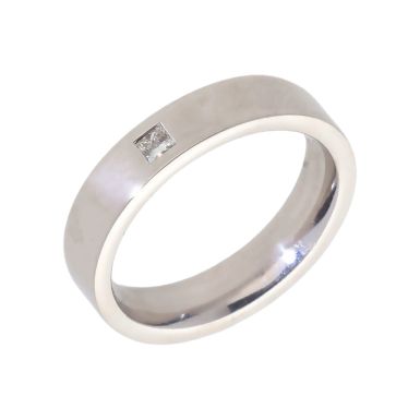 Pre-Owned 9ct White Gold Princess Cut Diamond Set Wedding Ring