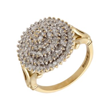 Pre-Owned 9ct Yellow Gold 1.00 Carat Diamond Cluster Ring