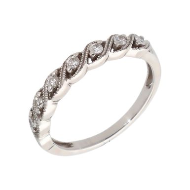 Pre-Owned 9ct White Gold 0.10 Carat Diamond Half Eternity Ring