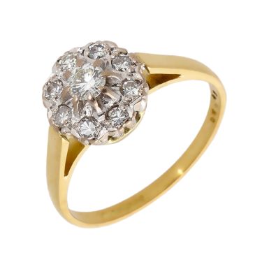 Pre-Owned 18ct Yellow Gold 0.50 Carat Diamond Cluster Ring