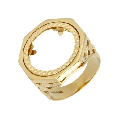 Pre-Owned 9ct Yellow Gold Half Sovereign Coin Ring Mount