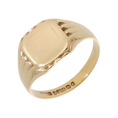 Pre-Owned 9ct Yellow Gold Framed Edge Signet Ring