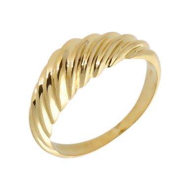 Pre-Owned 14ct Yellow Gold Domed Wave Dress Ring