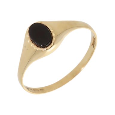 Pre-Owned 9ct Yellow Gold Oval Onyx Signet Ring