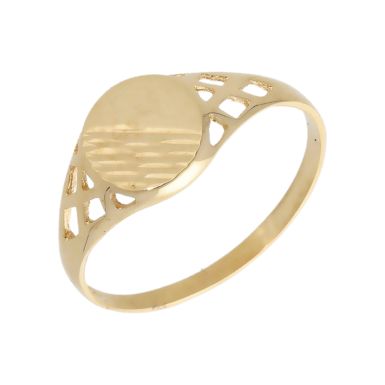 Pre-Owned 9ct Yellow Gold Half Patterned Signet Ring