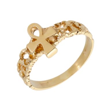 Pre-Owned 9ct Yellow Gold Ankh Cross Dress Ring