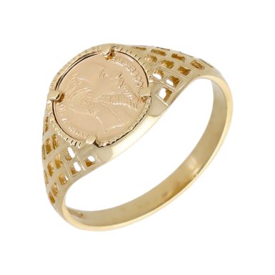 Pre-Owned 9ct Yellow Gold Coin Style Dress Ring