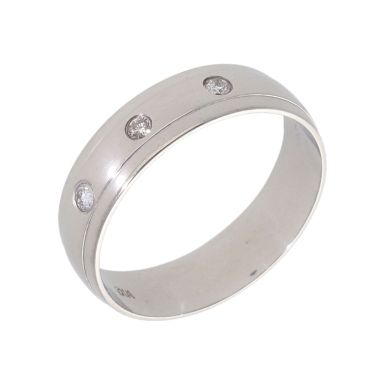 Pre-Owned 18ct White Gold Diamond Set 6mm Wedding Band Ring