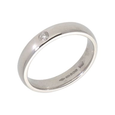 Pre-Owned 9ct White Gold Diamond Set 4mm Wedding Band Ring