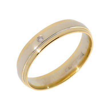 Pre-Owned 18ct Yellow & White Gold Diamond Set 4mm Wedding Ring