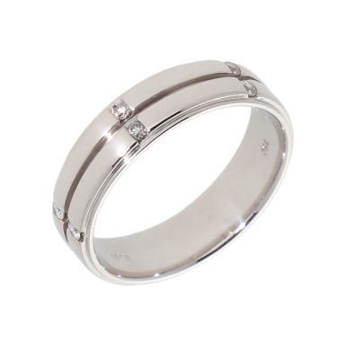 Pre-Owned 18ct White Gold Diamond Set 6mm Wedding Band Ring