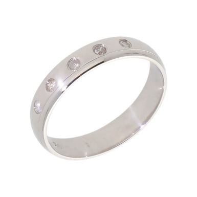 Pre-Owned 18ct White Gold Diamond Set 4mm Wedding Band Ring