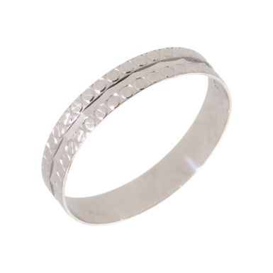 Pre-Owned 9ct White Gold 4mm Patterned Wedding Band Ring