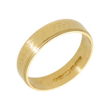 Pre-Owned 18ct Yellow Gold 4mm Patterned Wedding Band Ring