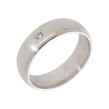 Pre-Owned 9ct White Gold Diamond Set 6mm Wedding Band Ring