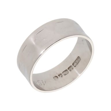 Pre-Owned 18ct White Gold 7mm Patterned Wedding Band Ring