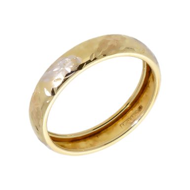 Pre-Owned 9ct Yellow & White Gold Hollow Patterned Wedding Ring