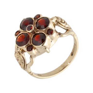 Pre-Owned 9ct Yellow Gold Garnet Cluster Ring