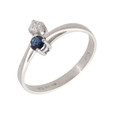 Pre-Owned 18ct White Gold Sapphire & Diamond 2 Stone Dress Ring