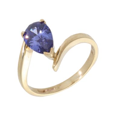 Pre-Owned 9ct Gold Pear Purple Cubic Zirconia Solitaire Ring