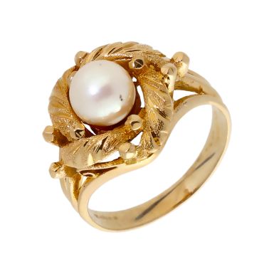 Pre-Owned 9ct Yellow Gold Fancy Pearl Set Nest Dress Ring