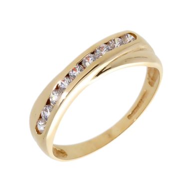 Pre-Owned 9ct Yellow Gold Cubic Zirconia Crossover Dress Ring