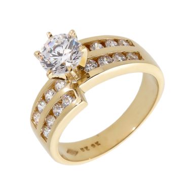 Pre-Owned 9ct Yellow Gold Cubic Zirconia Solitaire Dress Ring