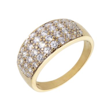 Pre-Owned 9ct Yellow Gold Cubic Zirconia Set Domed Band Ring