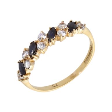 Pre-Owned 9ct Yellow Gold Sapphire & Cubic Zirconia Dress Ring