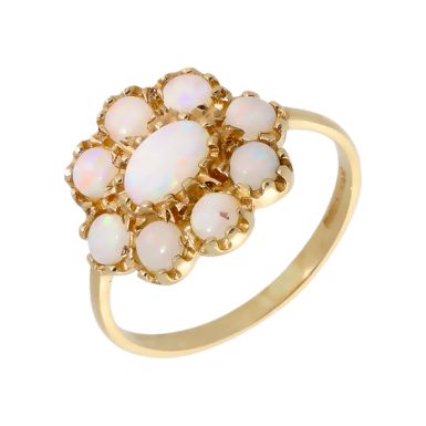 Pre-Owned 9ct Yellow Gold Opal Cluster Ring