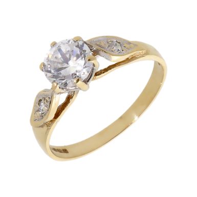 Pre-Owned 9ct Yellow Gold Cubic Zirconia Solitaire Ring
