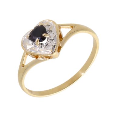 Pre-Owned 9ct Yellow Gold Sapphire & Diamond Heart Cluster Ring