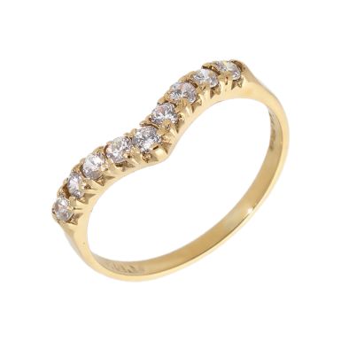 Pre-Owned 9ct Yellow Gold Cubic Zirconia Wishbone Ring