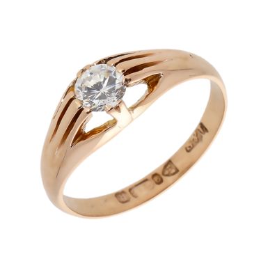 Pre-Owned 9ct Gold Cubic Zirconia Solitaire Style Signet Ring