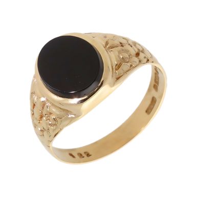 Pre-Owned 9ct Yellow Gold Oval Onyx Signet Ring