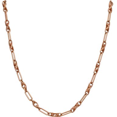 Pre-Owned 9ct Rose Gold 20 Inch Bar & Twist Link Chain Necklace