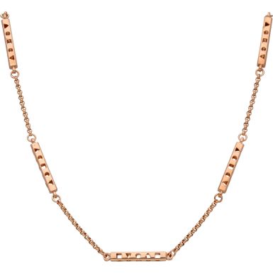 Pre-Owned 9ct Rose Gold Belcher & Fancy Bar Link Chain Necklace
