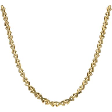 Pre-Owned 9ct Yellow Gold 16.5 Inch Kiss Link Necklet