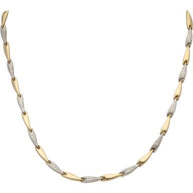 Pre-Owned 9ct Yellow & White Gold Hollow Fancy Link Necklet