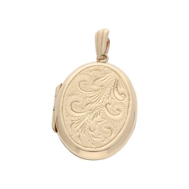 Pre-Owned 9ct Yellow Gold Patterned Oval Locket Pendant