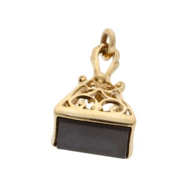 Pre-Owned 9ct Yellow Gold Vintage Style Onyx Set Fob Pendant
