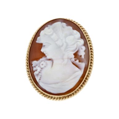Pre-Owned 9ct Yellow Gold Oval Cameo Brooch
