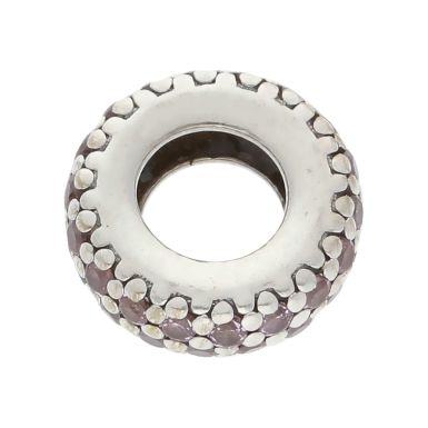 Pre-Owned Pandora Silver Pink Cubic Zirconia Spacer Charm