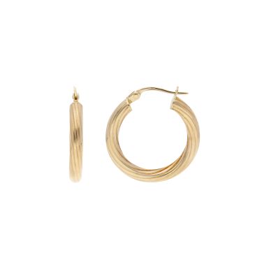 Pre-Owned 9ct Yellow Gold Twist Hoop Creole Earrings
