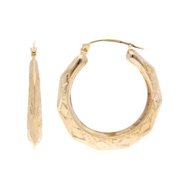 Pre-Owned 9ct Yellow Gold Harlequin Creole Earings