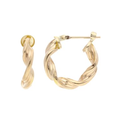 Pre-Owned 9ct Yellow Gold Twist Hoop Creole Earrings