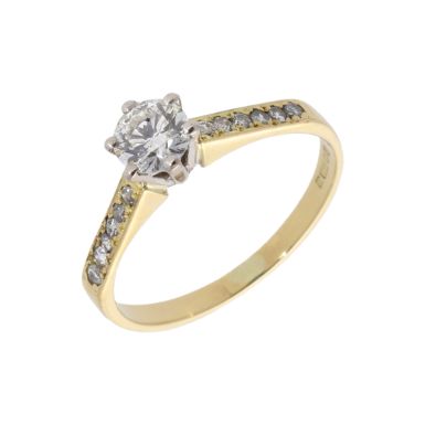 Pre-Owned 18ct Gold 0.65ct Diamond Solitaire & Shoulder Ring